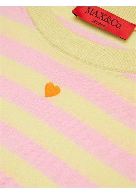 Pullover In Lana A Righe Giallo e Rosa Con Cuore MAX&CO. KIDS | MX0003-MX005MXC12